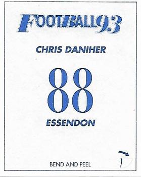 1993 Select AFL Stickers #88 Chris Daniher Back